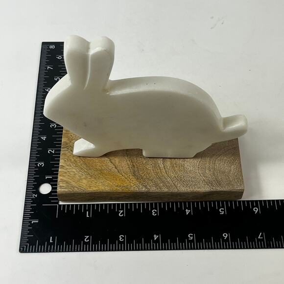 Carved Marble Bunny Rabbit Decor Shelf Desk Cabincore Easter Gift Home Display - Picture 10 of 11